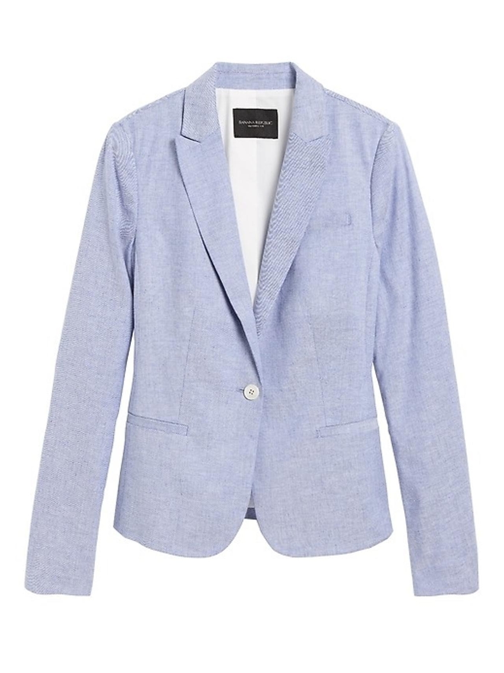 Banana Republic Pale Blue Linen-Blend Single-Button Blazer